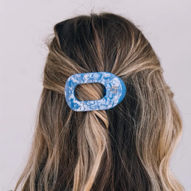 Flat Round Hair Clip Small Blue Lagoon