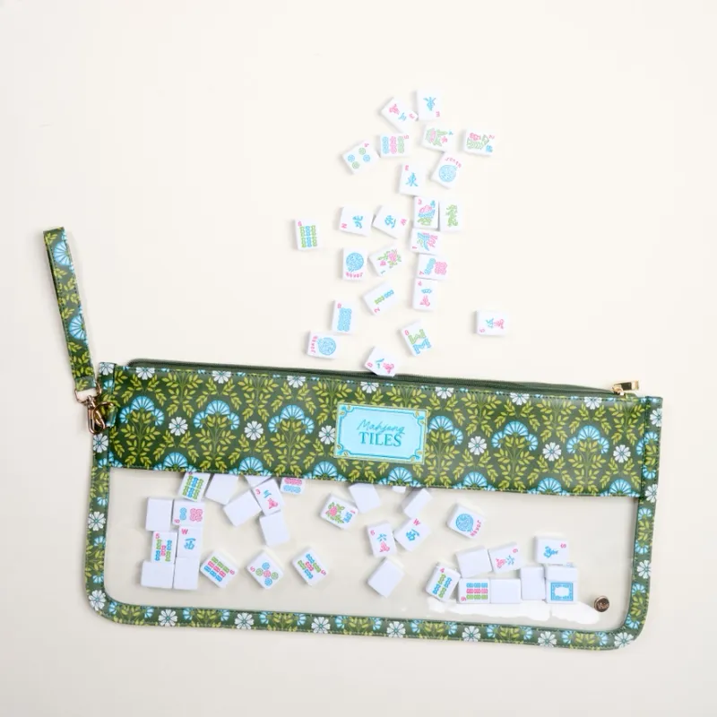 Mahjong Tile Keeper Pouch-Everbloom Forest Green