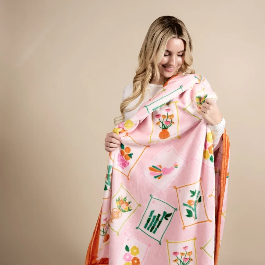 Snuggle Up Plush Blanket-It's Mahj Time