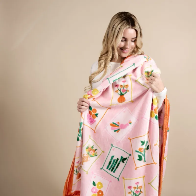 Snuggle Up Plush Blanket-It's Mahj Time