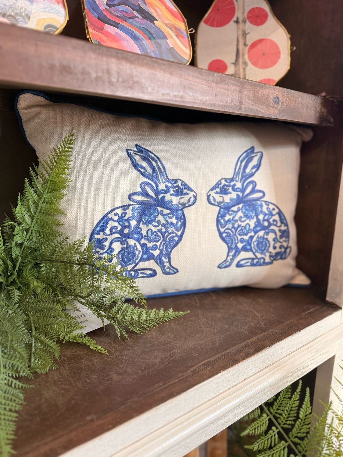 Chinoiserie Rabbit Hometown Pillow + Piping