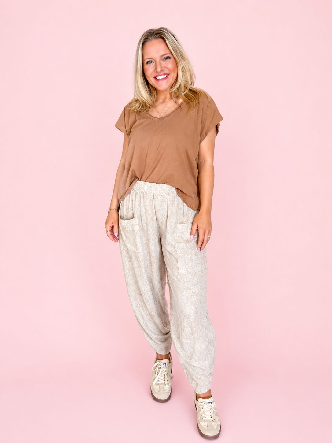 VG Caramel Bali V Neck Tee