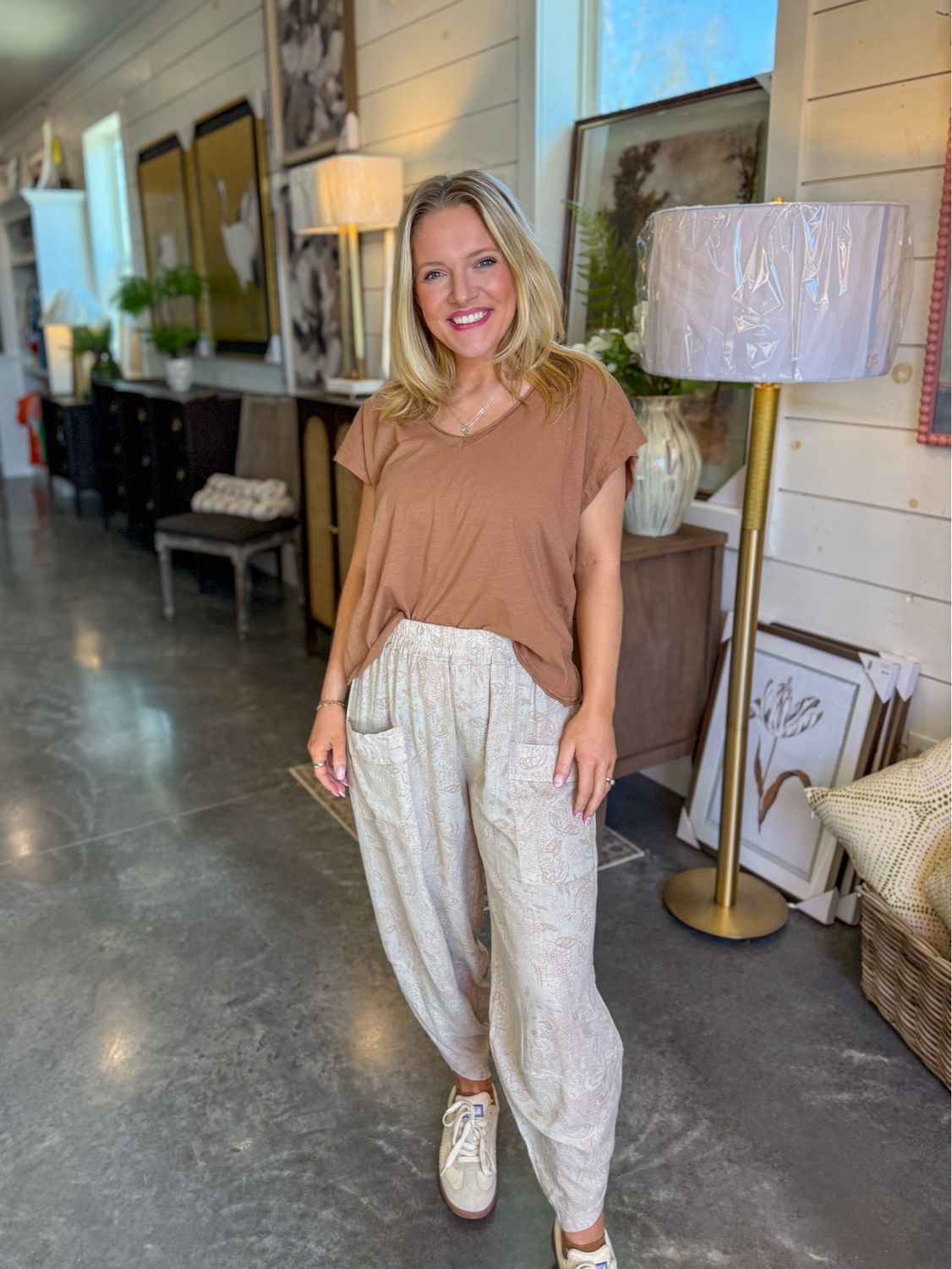 VG Beige Print Ysadora Pants