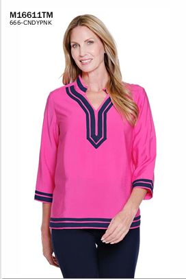 Candy Pink Stand Collar Top