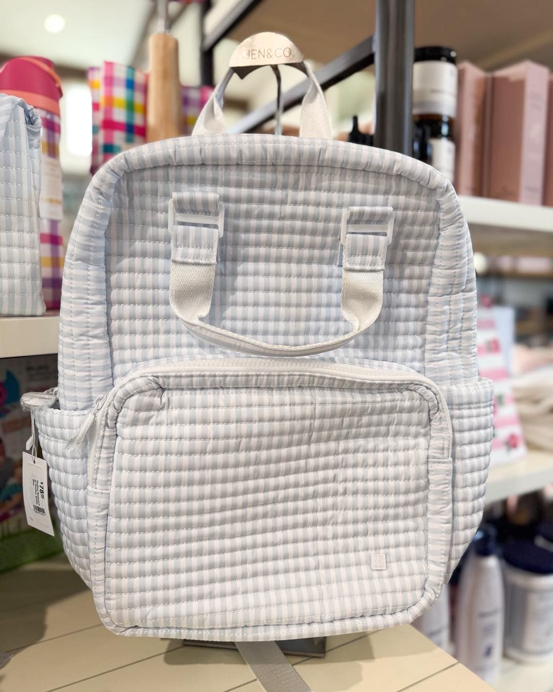 Quilted Backpack in Pimlico Stripe Blue
