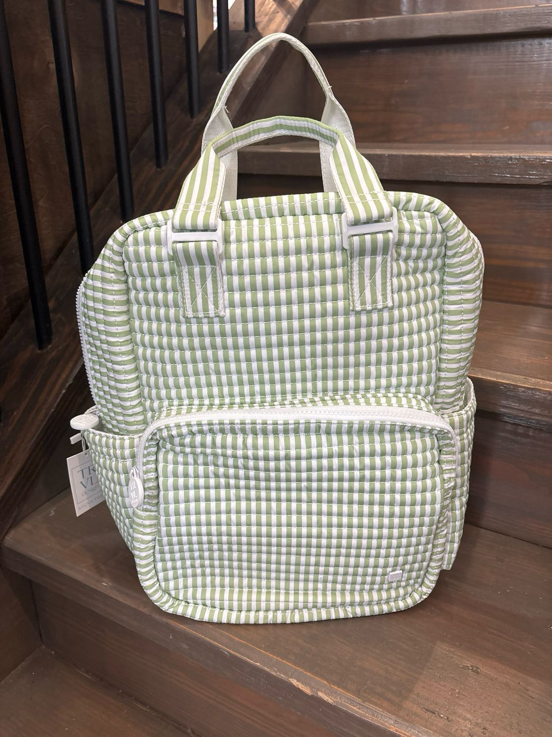 Quilted Everday Bag in Pimlico Stripe Sage