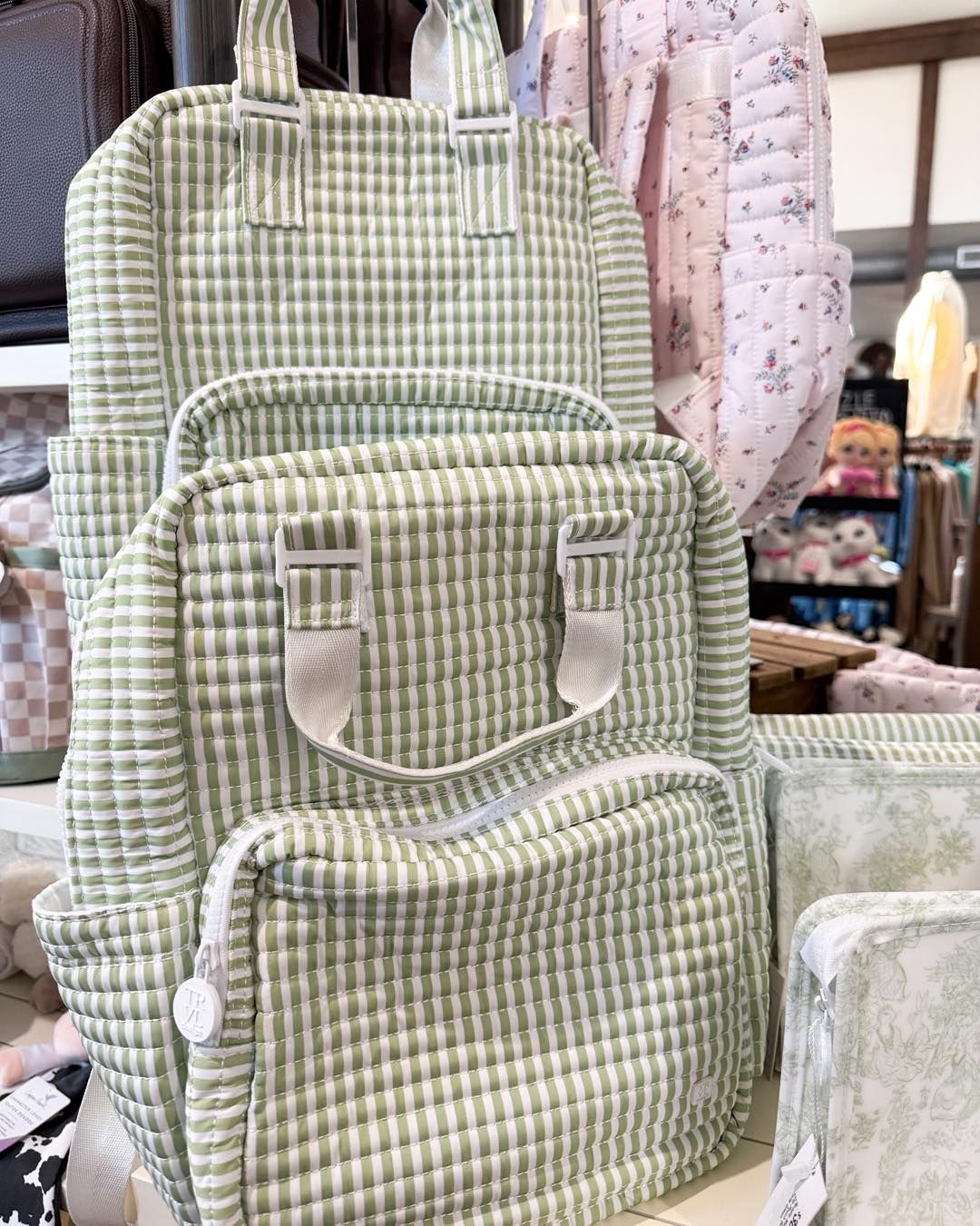 Quilted Backpack in Pimlico Stripe Sage