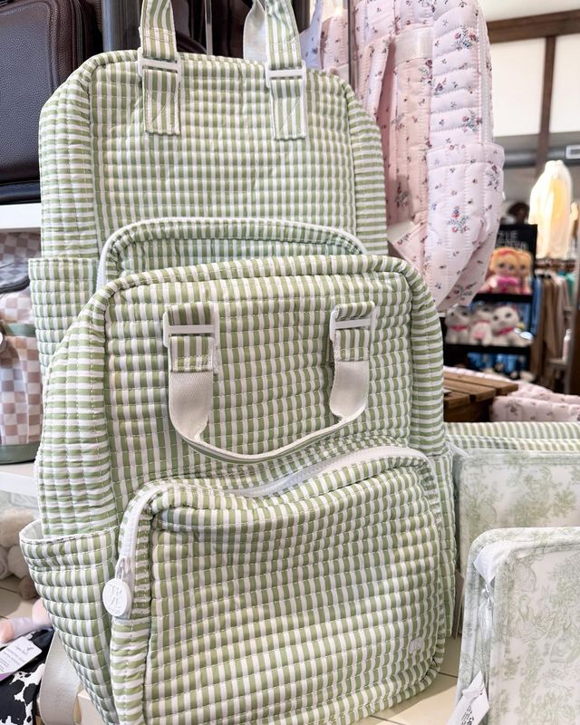 Quilted Backpack in Pimlico Stripe Sage