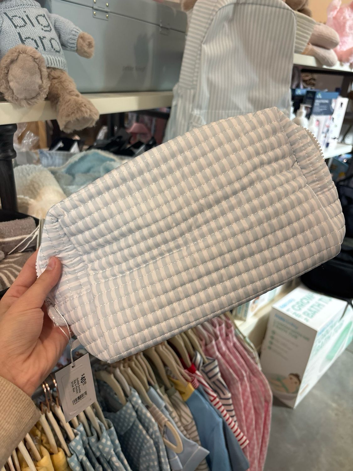 Quilted Everday Bag in Pimlico Stripe Blue
