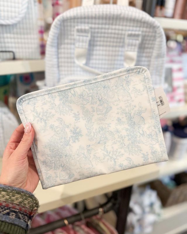 Roadie Medium Zip Pouch- Bunny Toile Blue