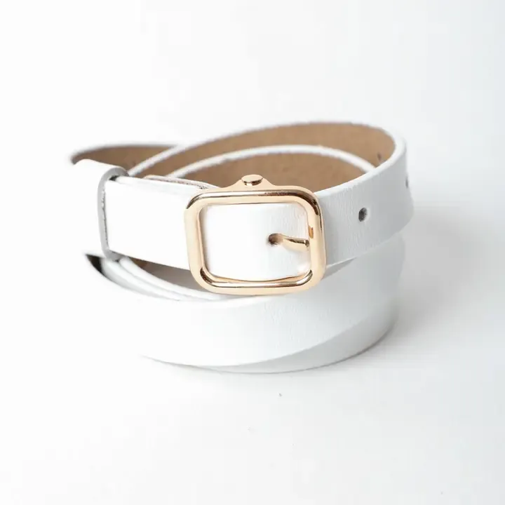 RM Versatile Skinny Leather Belt-White
