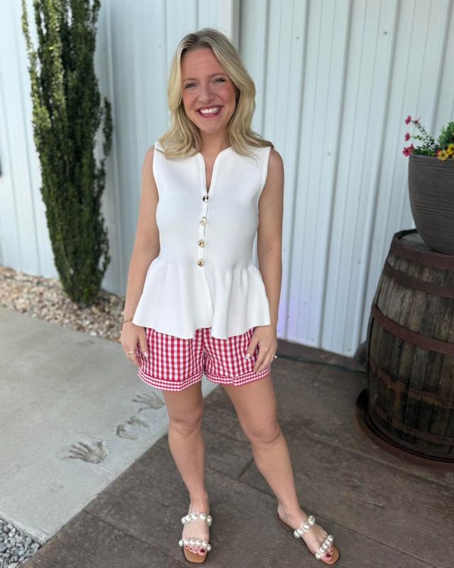 CH Country Charm Gingham Short-Red/Ivory