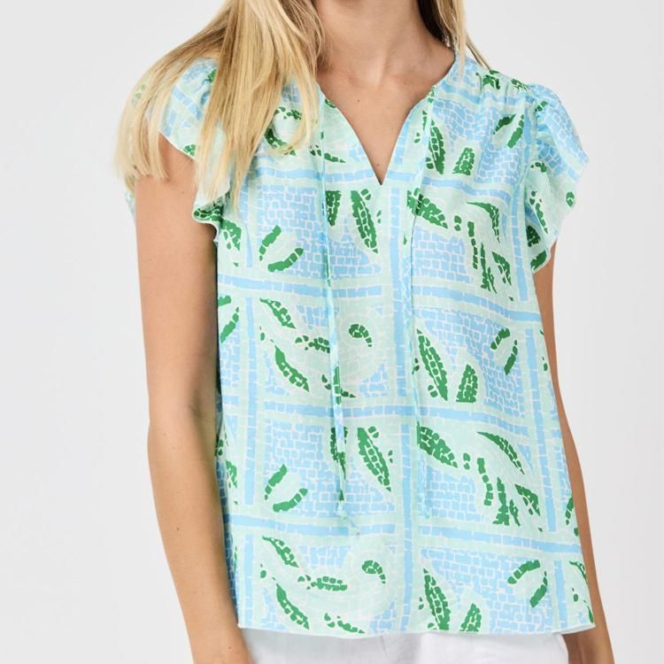 Lydia Trellis Tiles Blue Top