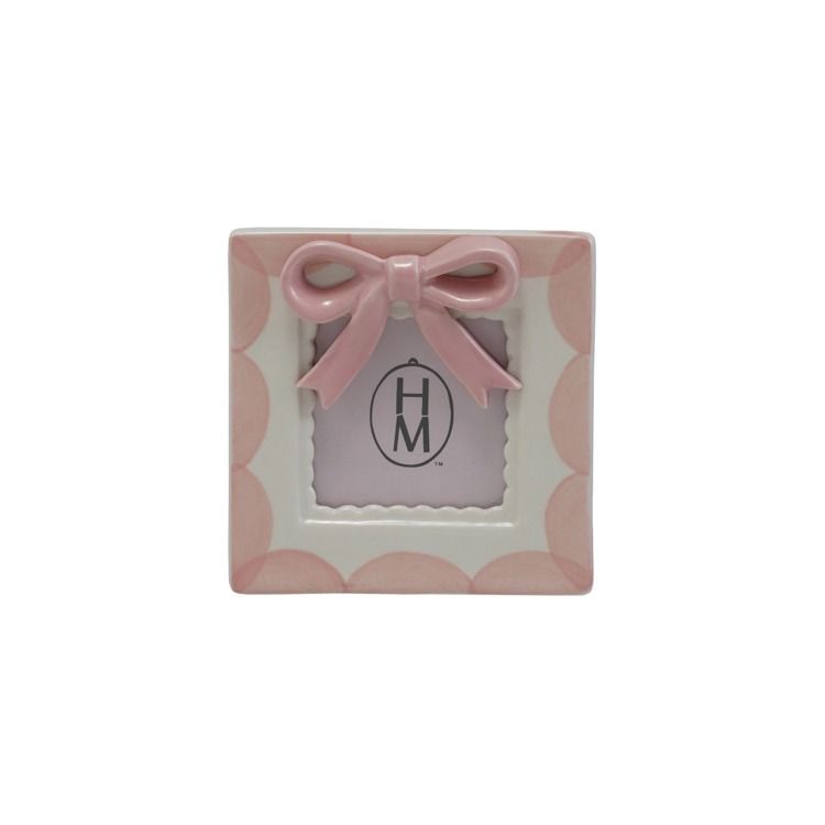 HM0492-Pink &amp; White Bow Frame