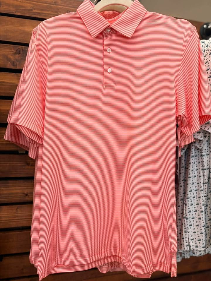 Andy Stripe Tracks Polo-Coral/White