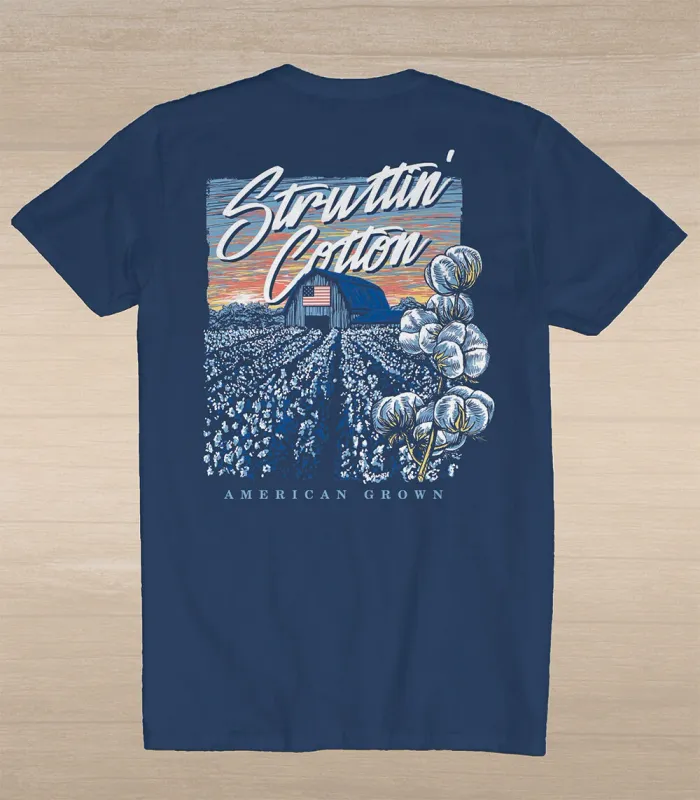Cotton Field &amp; Barn Tee-Navy