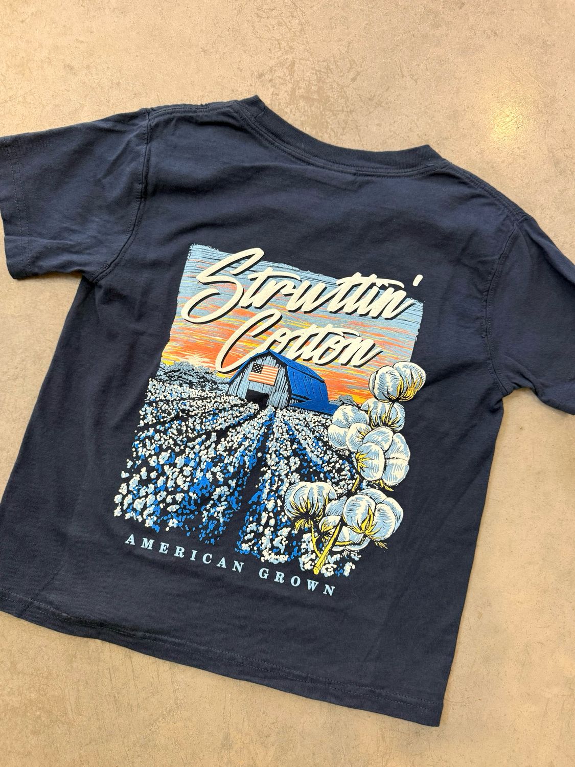 Youth Cotton Field &amp; Barn Tee-Navy
