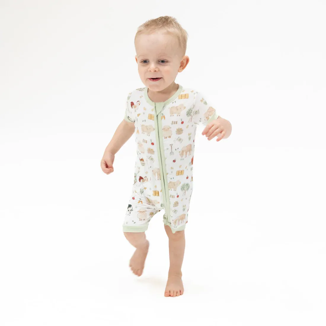 CH Cute Farm Animals Shortie Zipper Romper