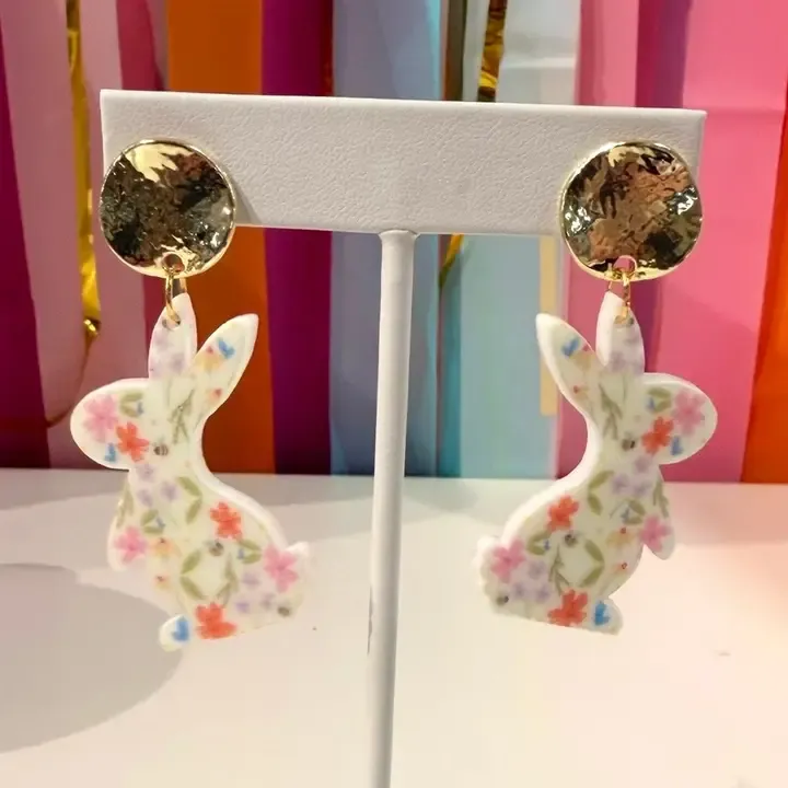 Floral Rabbit Earrings