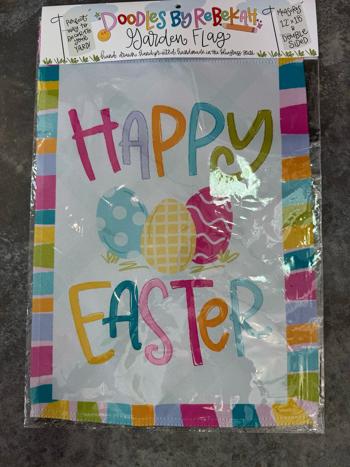 Happy Easter Colorful Eggs Garden Flag