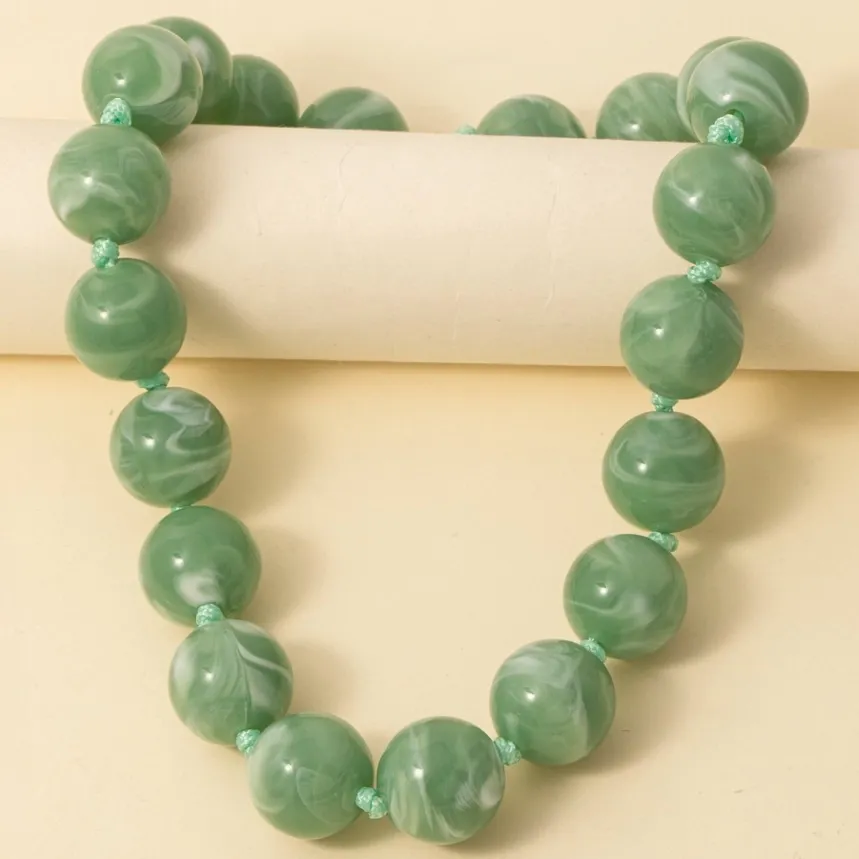 VG Round Marble Beaded Necklace