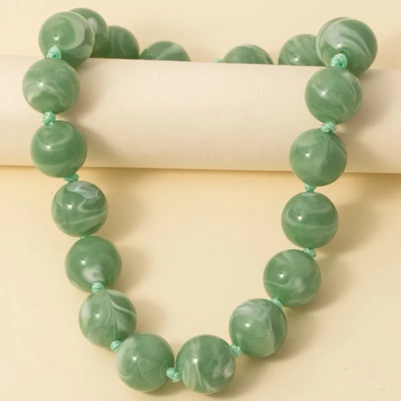 VG Round Marble Beaded Necklace