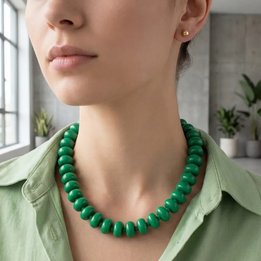 VG Green Bulky Beaded Necklace Set