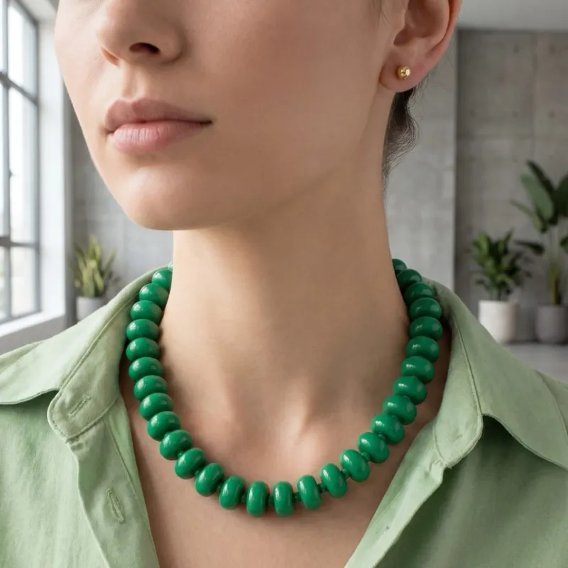 VG Green Bulky Beaded Necklace Set