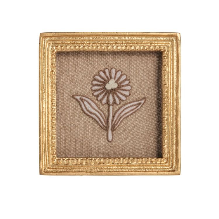 Square Framed Block Print Flower