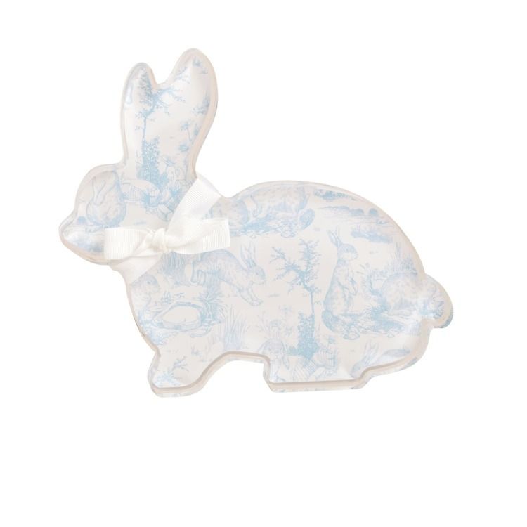 Laying Down Toile Acrylic Bunny Sitter