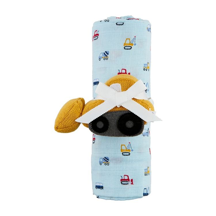 Construction Swaddle &amp; Rattle Set