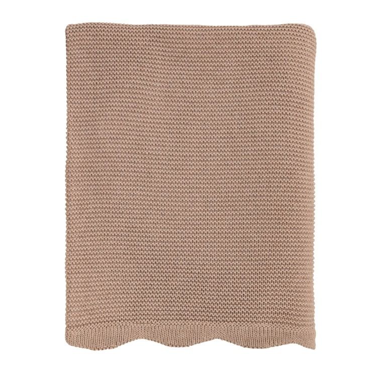 Tan Scallop Throw Blanket