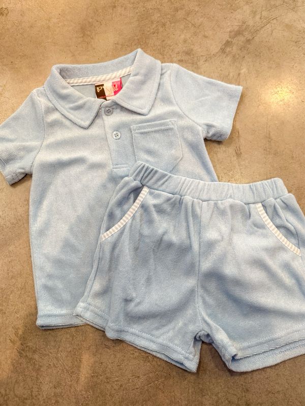 CH Aiden Terry Boys Short Set-Blue