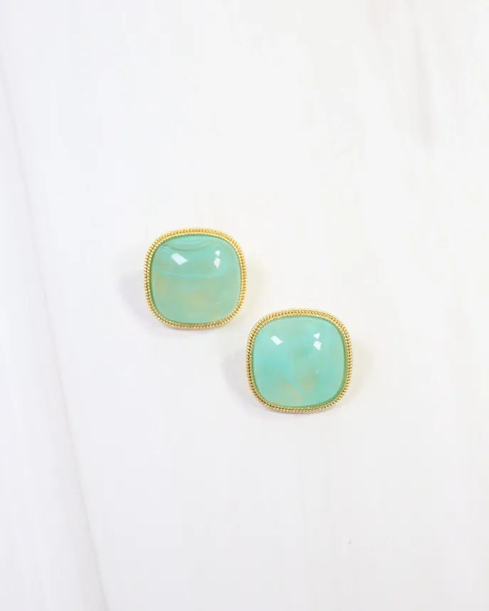 Marnie Gold Lined Mint Earring