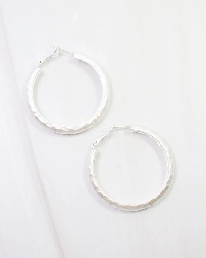 Glassboro Hammered Hoop-Matte Silver