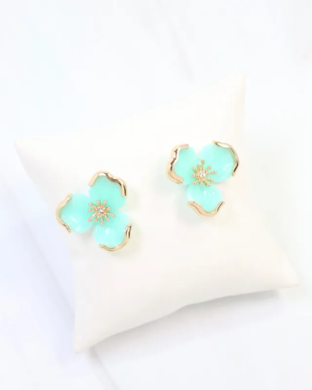 Eveleth Flower Earring-Aqua