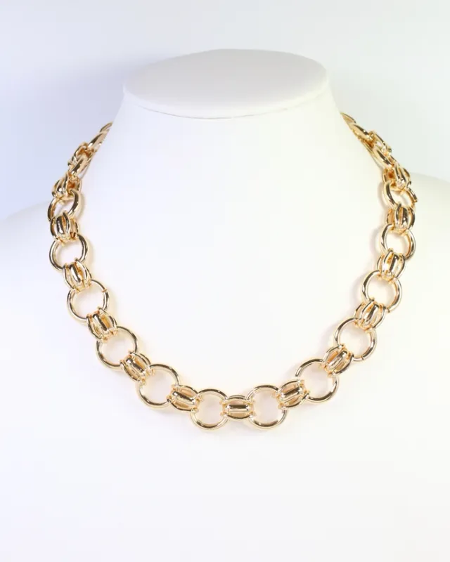 Gloversville Circle Link Gold Necklace