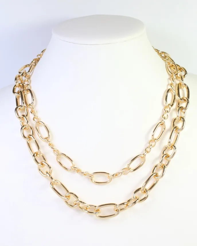 Glens Falls Layered Gold Link Necklace