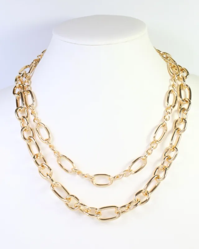 Glens Falls Layered Gold Link Necklace