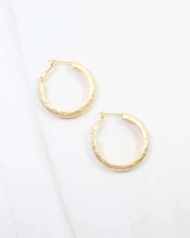 Glassboro Hammered Hoop-Matte Gold