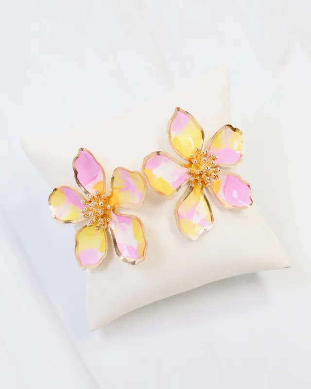 Monett Flower Earring-Pink