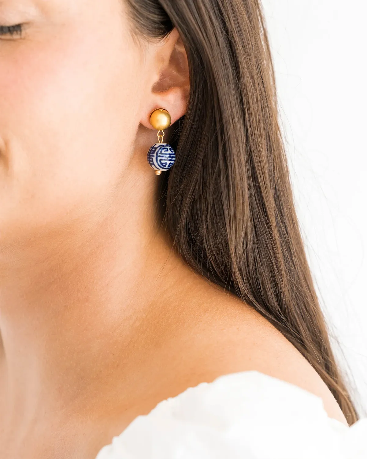 VG Blue/White Porcelain Drop Earring