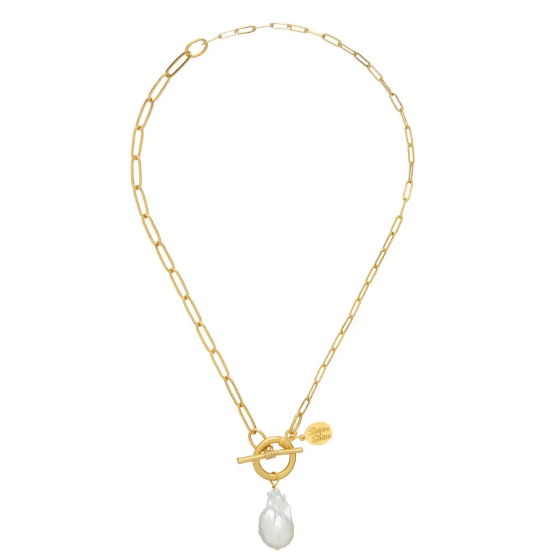 VG Paperclip Pearl Chain Necklace