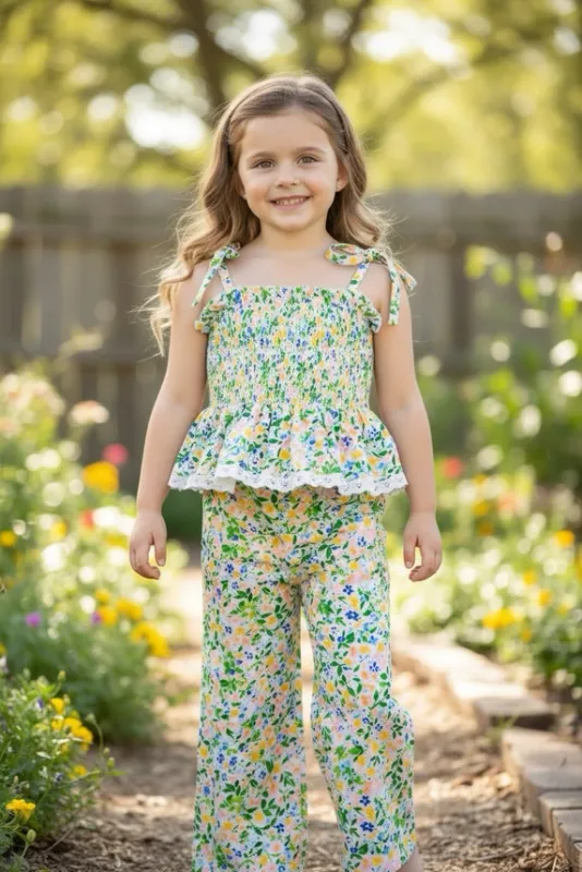 Ditsy Floral Smock Top &amp; Relax Fit Pants