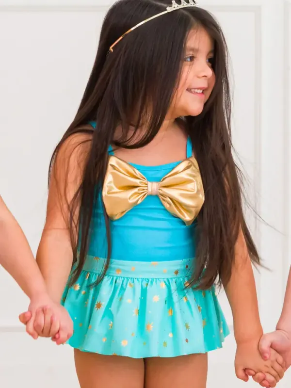 BC Teal Golden Princess Skirted One Piece