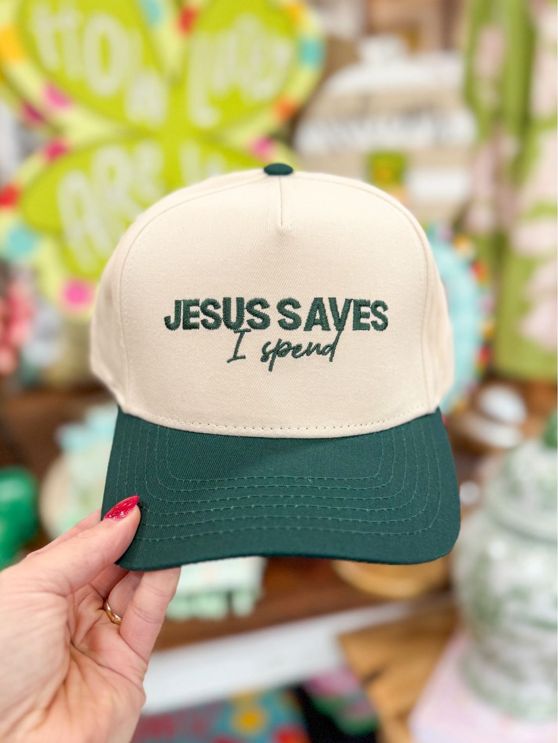 Jesus Saves Hat-Green/Natural