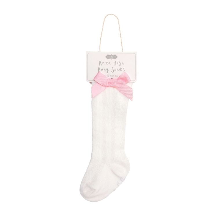 Pink Bow Tall Bow Socks