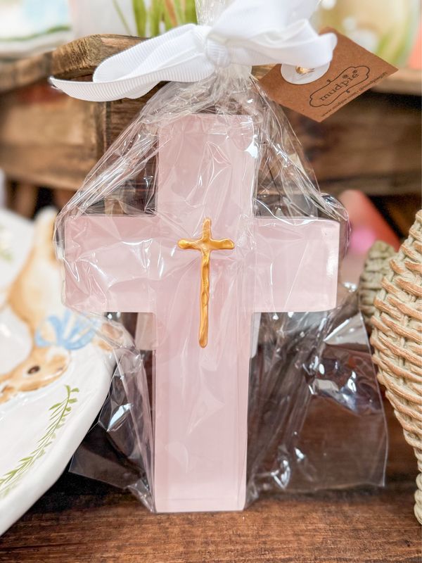 Painted Resin Cross-Pink