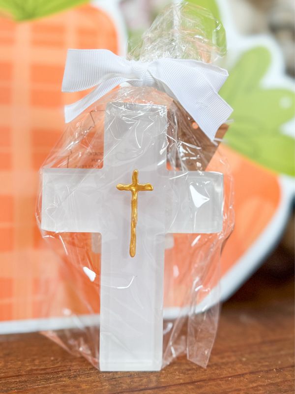 Painted Resin Cross-White