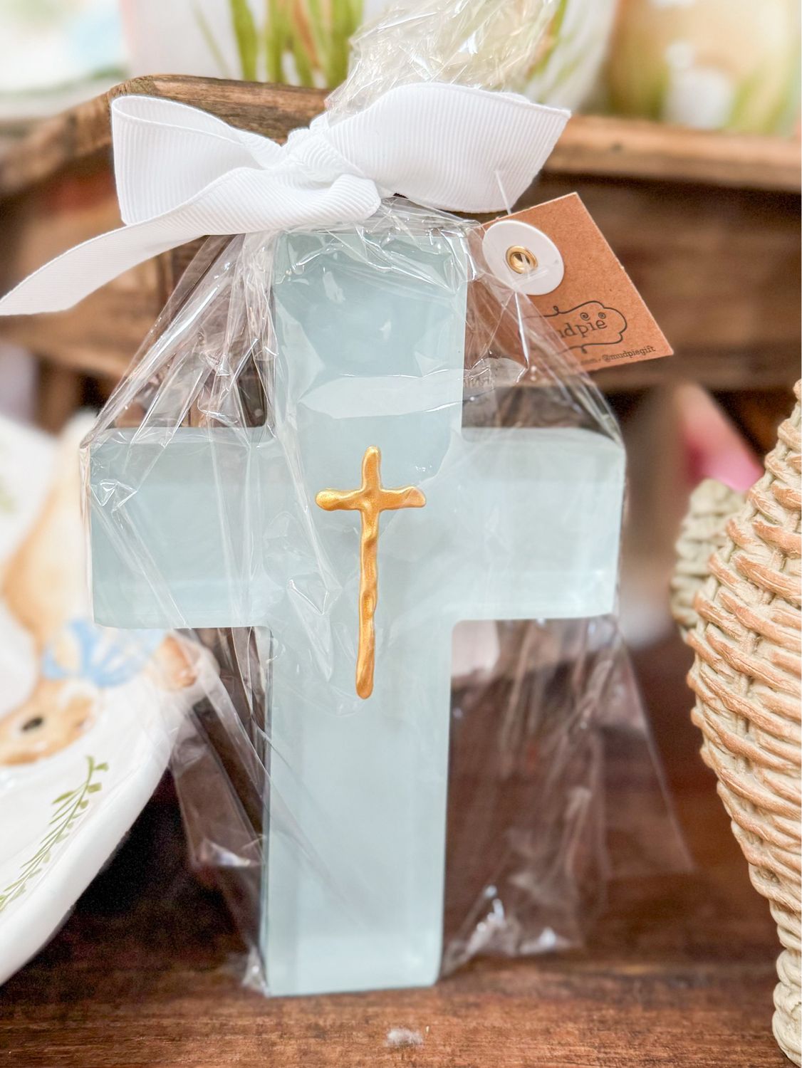Painted Resin Cross-Blue